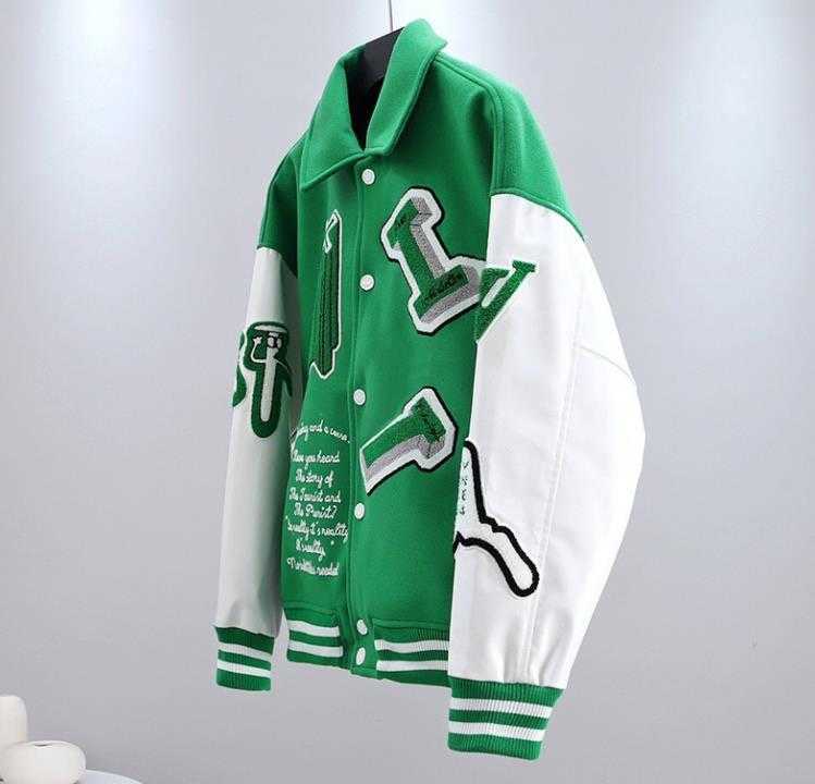 Men's Jacket Brand L Vintage Bomber Jacket Coats Letter Embroidery Autumn Men Baseball Jackets Hip Hop Loose Varsity Jackets 220111, Green
Men's Jacket Brand L Vintage Bomber Jacket Coats Letter Embroidery Autumn Men Baseball Jackets Hip Hop Loose Varsity Jackets 220111, Green