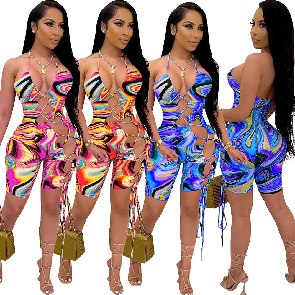 Geometric Pattern Beach Rompers Womens Jumpsuit Spaghetti Strap Lace Up Hollow Short Playsuit Sexy Backless One Piece Overalls, Blue
Geometric Pattern Beach Rompers Womens Jumpsuit Spaghetti Strap Lace Up Hollow Short Playsuit Sexy Backless One Piece Overalls, Blue