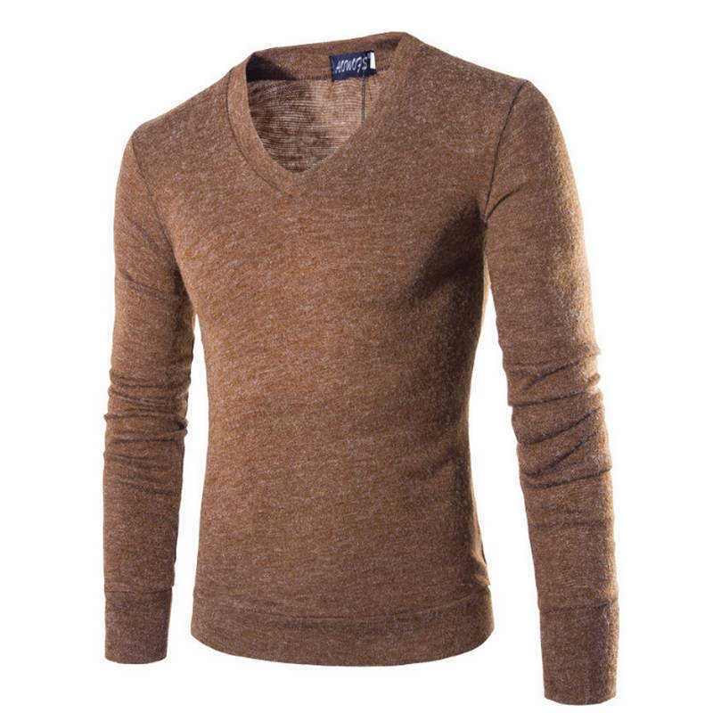 Varsanol Cotton Sweater Men Long Sleeve Pullovers Outwear Man V-Neck sweaters Tops Loose Solid Fit Knitting Clothing 7Colors 210818