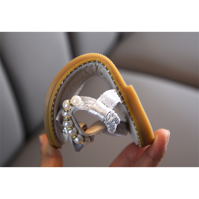 Summer girls pearl sandal baby girl bow princess slippers flip-flop beach shoes baby girl shoes 210701
