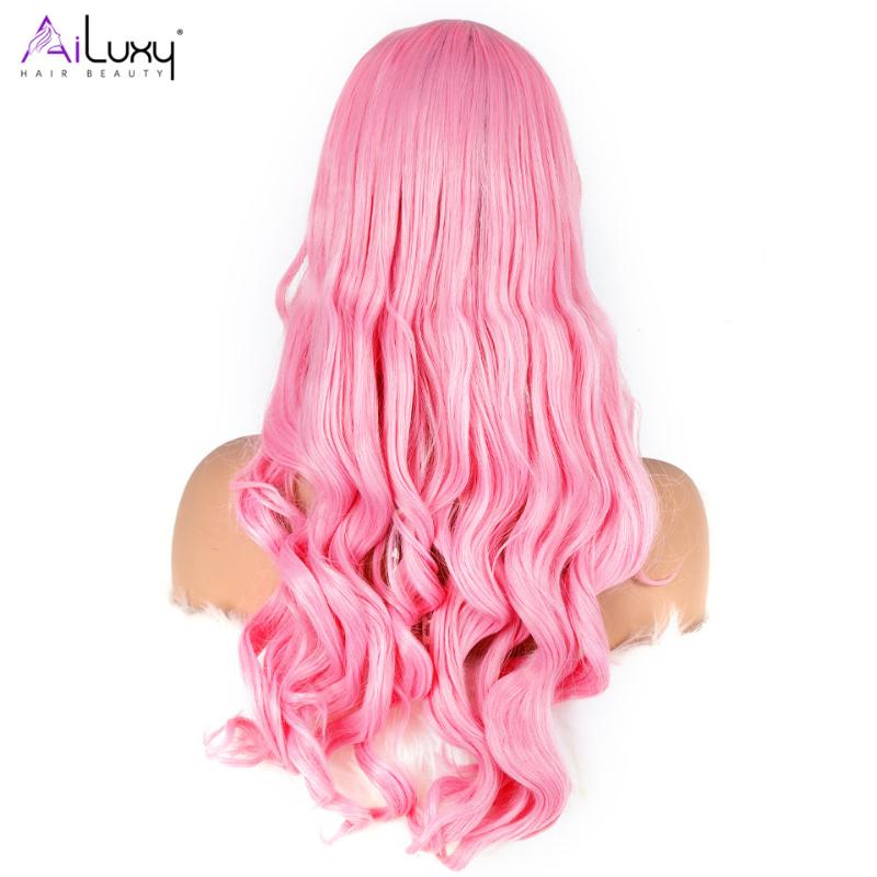 Synthetic Wigs AILUXY Long Dark Brown Women's With Bangs Body Wave Heat Resistant For Black Women African American Hair