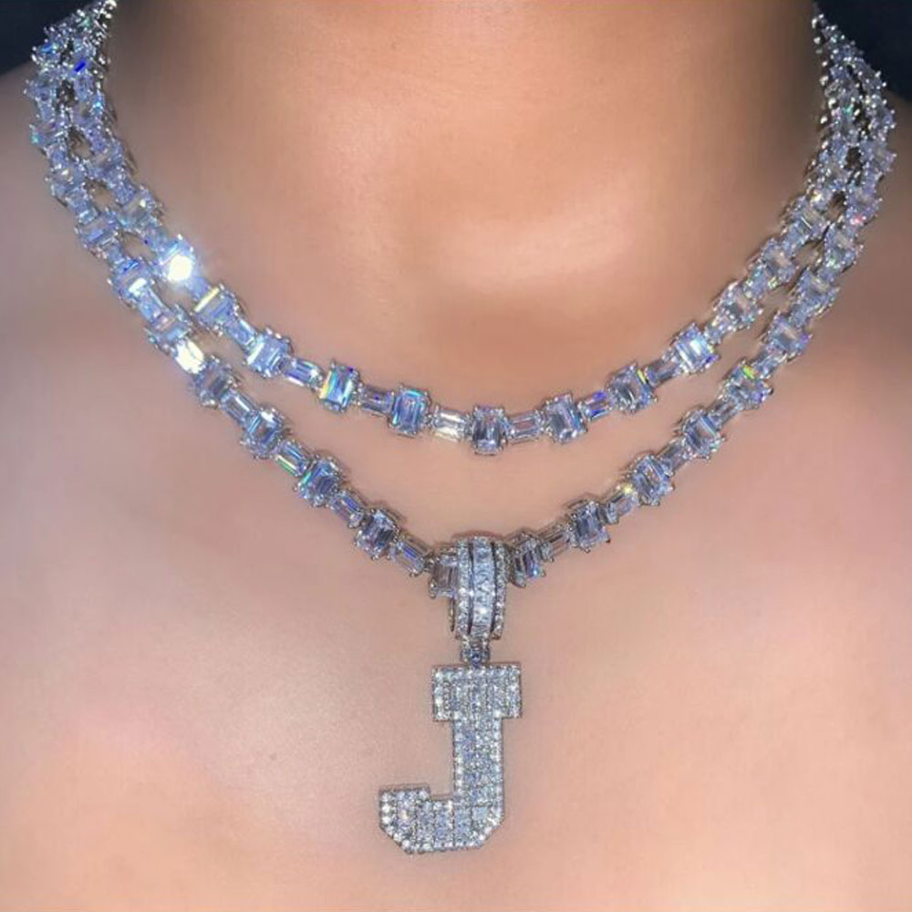 14K A-Z Baguette Initial Letters Emerald Cut Tennis Chain Charm Men' Women Zircon Hip Hop Jewelry With 6.5MM 18inch Necklace
14K A-Z Baguette Initial Letters Emerald Cut Tennis Chain Charm Men' Women Zircon Hip Hop Jewelry With 6.5MM 18inch Necklace