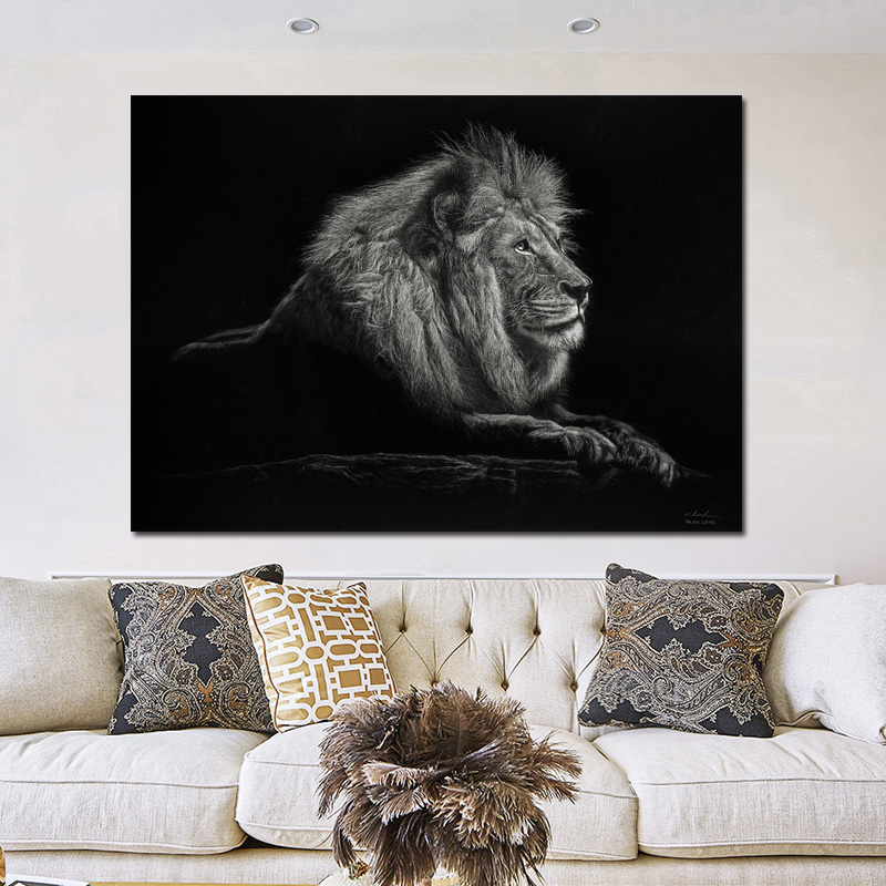 Black and White Lion Wall Art Pictures For Living Room Canvas Painting Animal Posters Home Decor Canvas Prints Indoor Decoration
