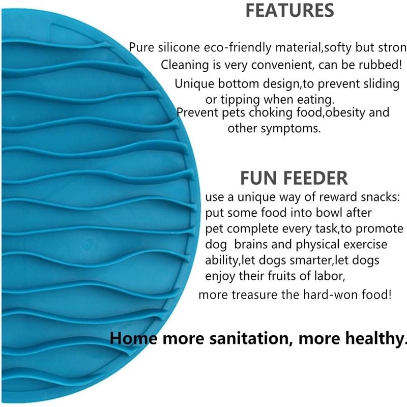 Silicone Dog Slow Feeder Mat Cat Funny Feeding Lick Mat Pet Treat Dispenser Pad For Bath Distraction Easy Grooming Wave Bowl