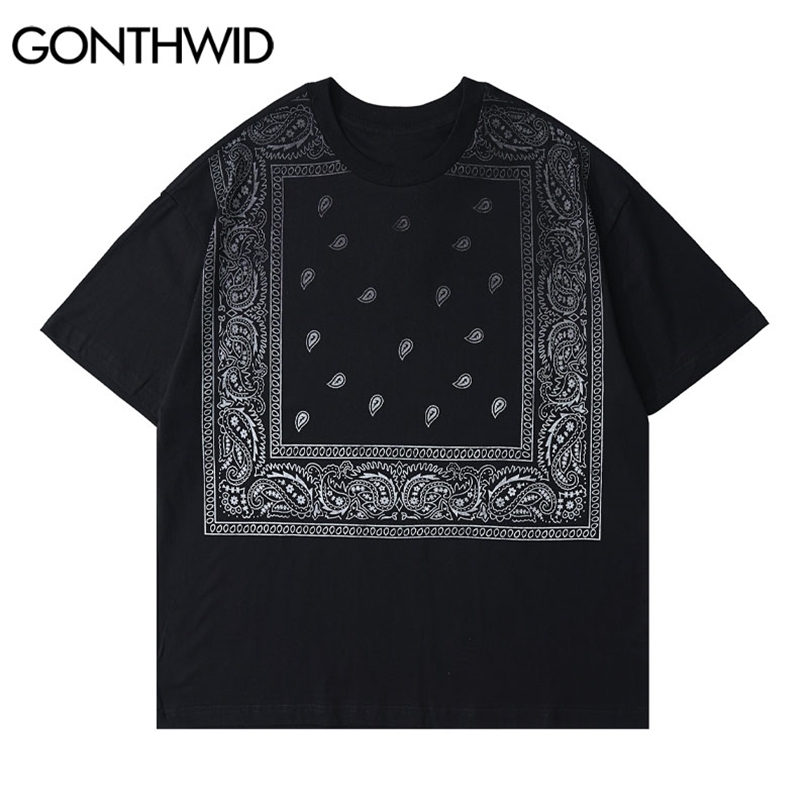 T-Shirts Streetwear Bandana Paisley Pattern Print Tees Shirt Cotton Summer Hip Hop Casual Harajuku Loose Tshirts Tops 210602, Black
T-Shirts Streetwear Bandana Paisley Pattern Print Tees Shirt Cotton Summer Hip Hop Casual Harajuku Loose Tshirts Tops 210602, Black