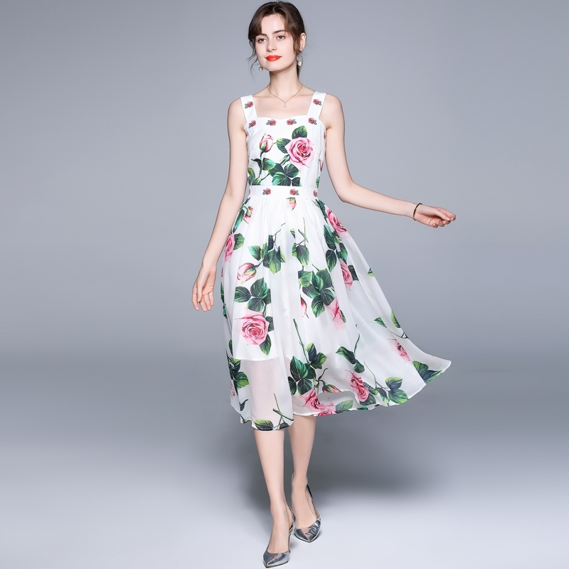Banulin High Quality Summer Bohemian Holiday Dress Women Spaghetti Strap Flower Print Runway Elegant Midi Vestidos 210603, White
Banulin High Quality Summer Bohemian Holiday Dress Women Spaghetti Strap Flower Print Runway Elegant Midi Vestidos 210603, White
