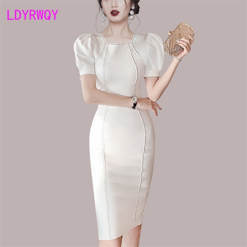LDYRWQY Korean temperament solid color slim puff sleeve square neck fashion bag hip dress Polyester 210603, White
LDYRWQY Korean temperament solid color slim puff sleeve square neck fashion bag hip dress Polyester 210603, White