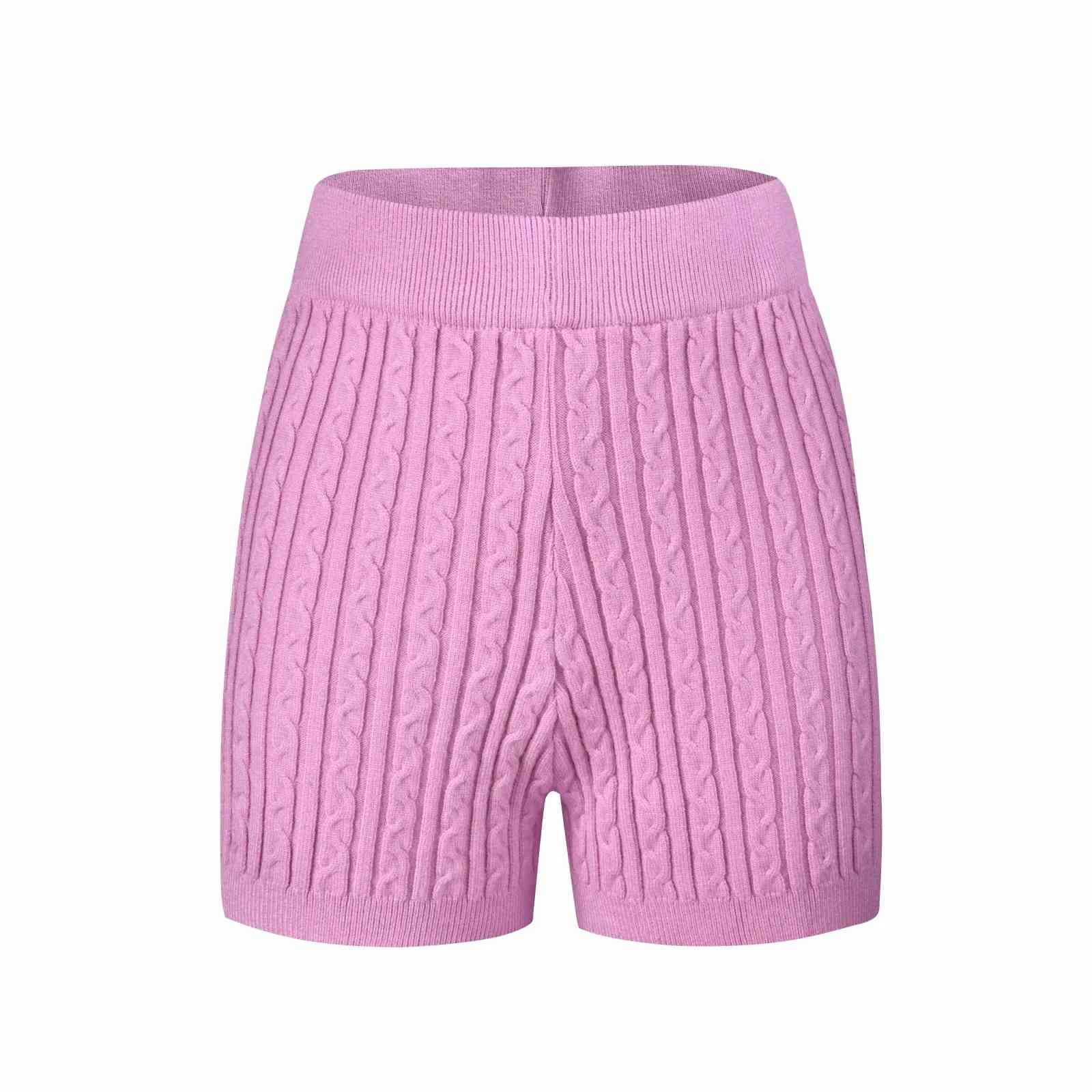 Nomikuma Knitted Twisted Women Shorts Causal Solid Stretch High Waist Bottoms Autumn Winter Fashion Sweater Short 6C891 210427