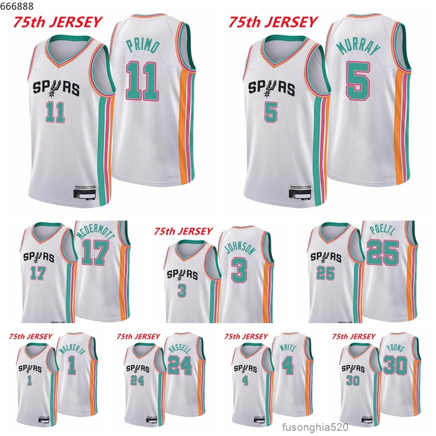 Custom Women Kids San Antonios Men Spur Dejounte Murray Keldon Johnson Vassell Poeltl Derrick White McDermott Joshua Primo Walker IV 2021/22 75th Anniversary
Custom Women Kids San Antonios Men Spur Dejounte Murray Keldon Johnson Vassell Poeltl Derrick White McDermott Joshua Primo Walker IV 2021/22 75th Anniversary