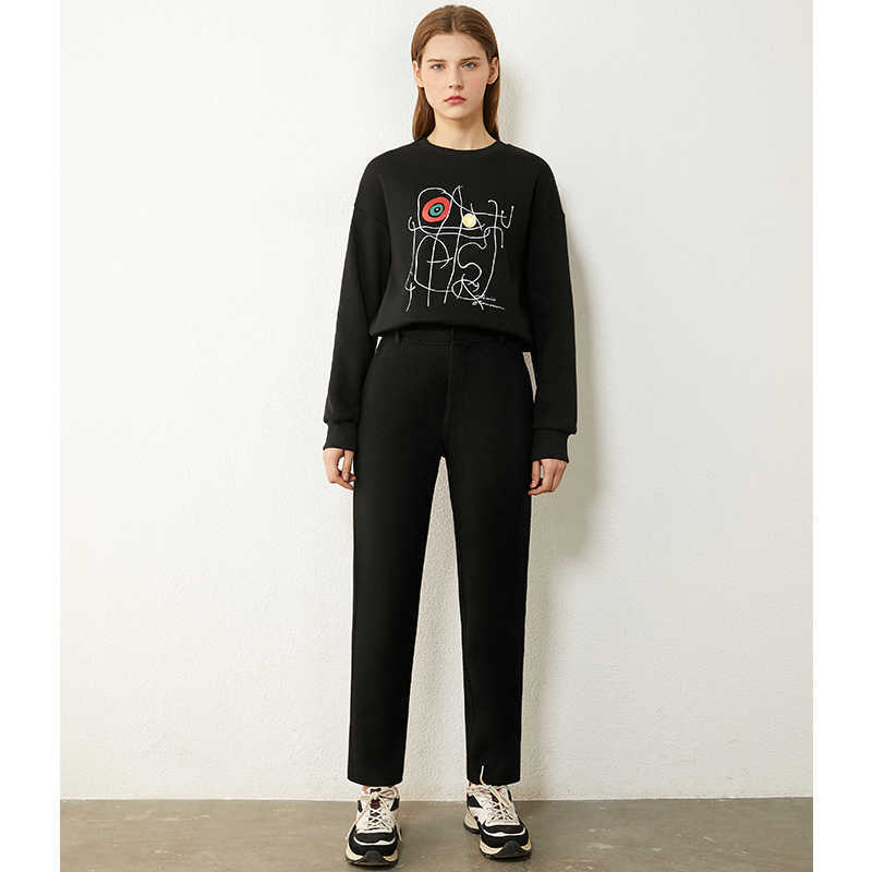 Minimalism Winter Women's Woolen Pants Causal OLstyle Solid 100%wool Female Fashion Simple Women Trousers 1215 210527