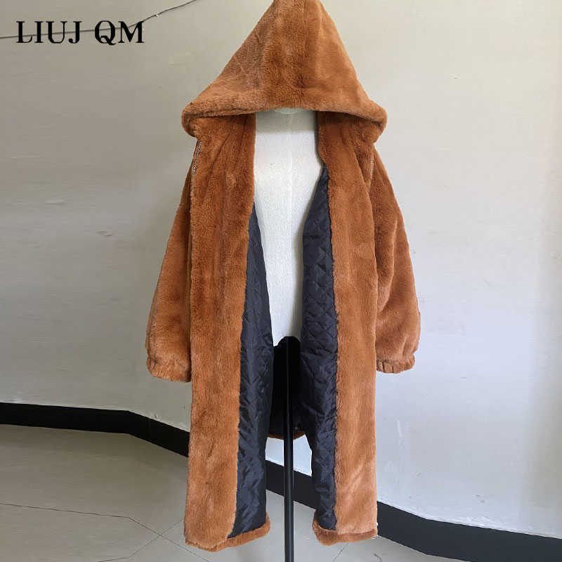 Women Parka Winter clothes Oversize Faux Fur Coat Thick Warm Long Fur Jacket Hooded Overcoat Plush Coat Winter Jackets 211019