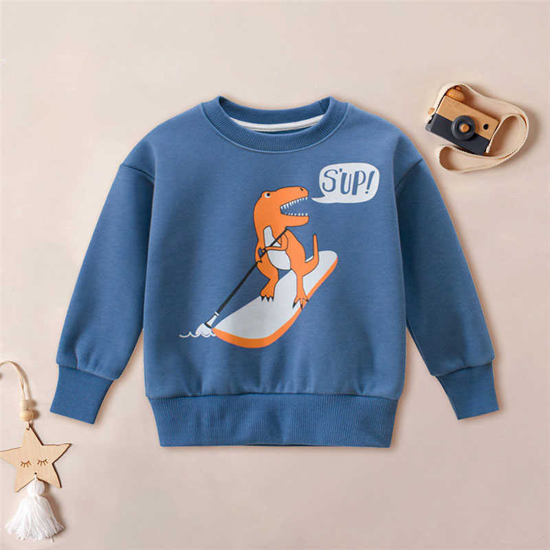 Spring and Autumn Fashionable Cartoon Animal Dinosaur Sweatershirt for kids Boy Sweater Clothes 210528