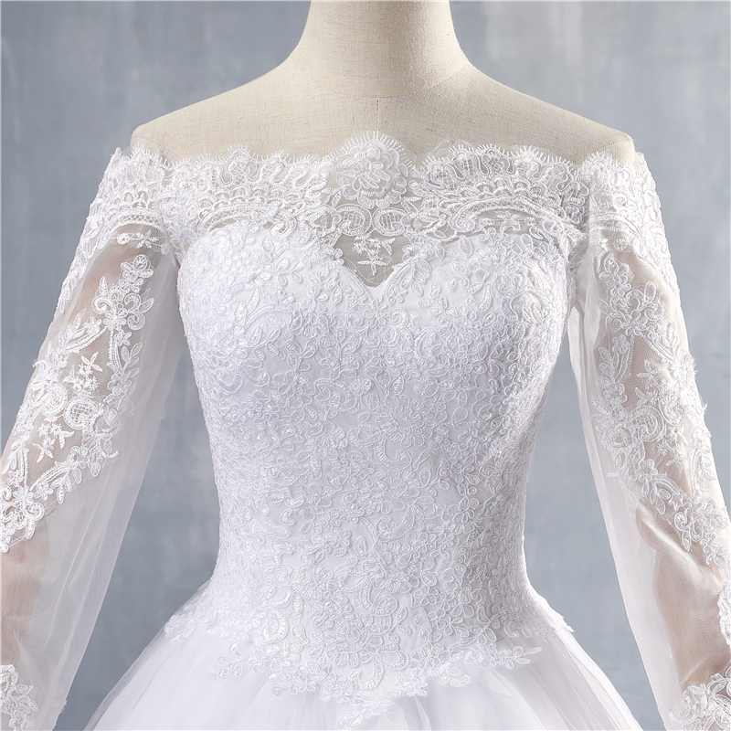 ZJ9151 Sexy Ball Gown Elegant Long Sleeve Wedding Dress For Plus Size Women 2021 Bride Dresses Lace Bottom