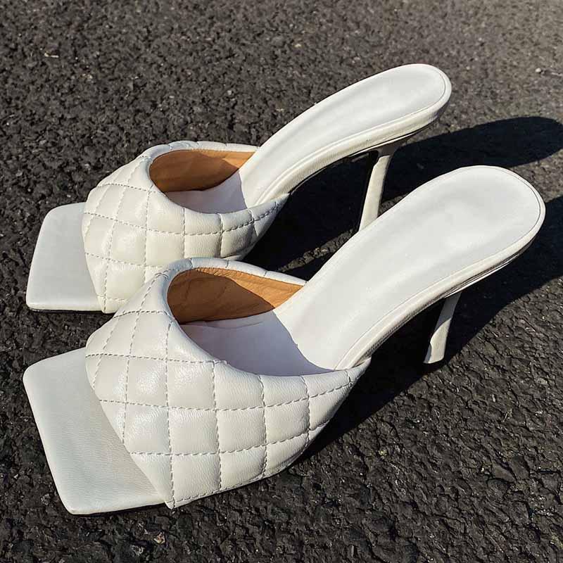 Women Summer Slippers Thin High Heels Sandals Square Toe Sexy Slides Gingham Zapatos De Mujer Outdoor Beach Flip Flops 2021, White
Women Summer Slippers Thin High Heels Sandals Square Toe Sexy Slides Gingham Zapatos De Mujer Outdoor Beach Flip Flops 2021, White