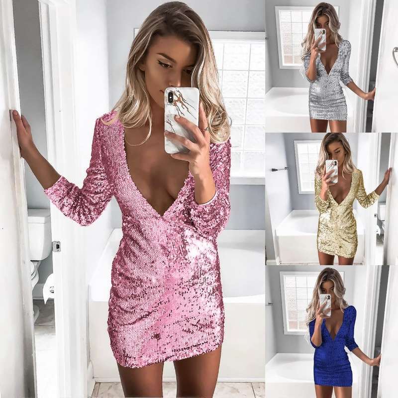 Casual / Autumn Dresses winter sequins deep v-wrap hip slim dress 2751, Pink
Casual / Autumn Dresses winter sequins deep v-wrap hip slim dress 2751, Pink