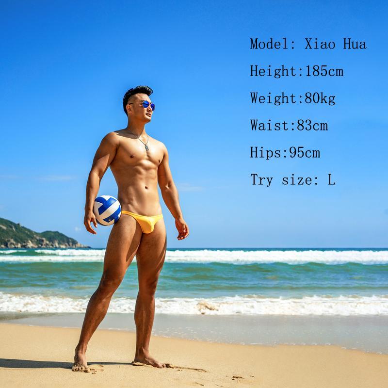 Men's Shorts Men Sexy Tight Low Waist Swimwear Beach Half-pack Hip Bikinis Swim Trunk Thong Swimming Pool Briefs Swimsuits
