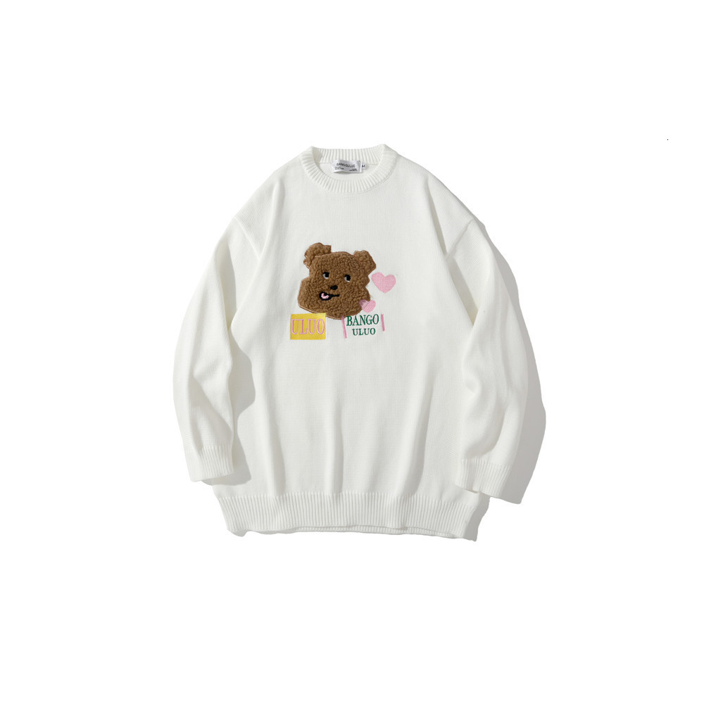 sweater knit cartoon bear embroidered ted men's street trend loose round neck long sleeve fashion brand couple pullover, White;black
sweater knit cartoon bear embroidered ted men's street trend loose round neck long sleeve fashion brand couple pullover, White;black