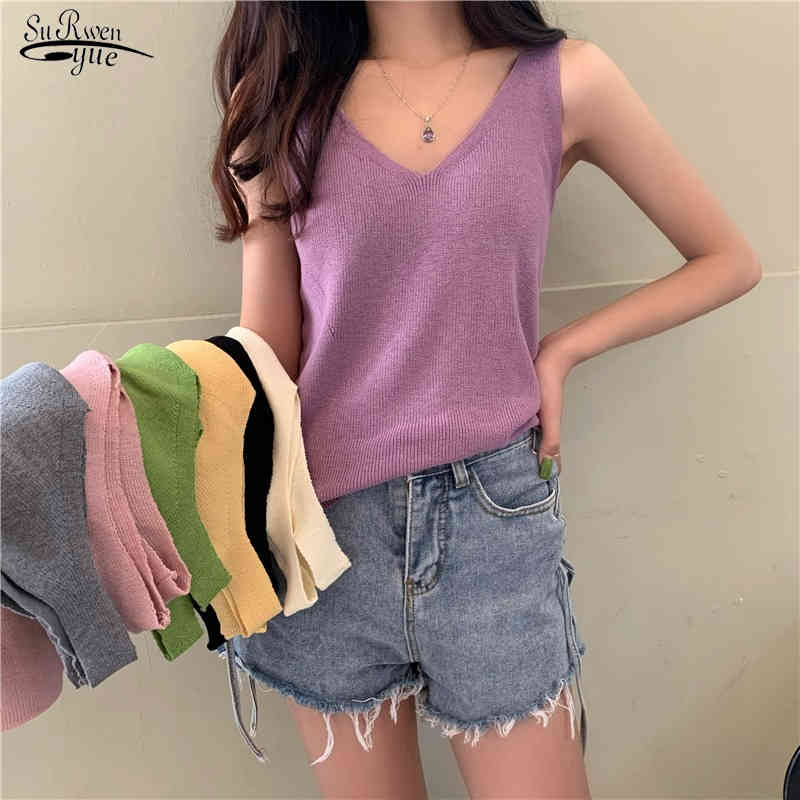 Fashion Women Top Sexy Tank Tops Knitted Solid Knitting Clothing Summer V-neck Candy Color Ice Silk Inside 13942 210521, Gray
Fashion Women Top Sexy Tank Tops Knitted Solid Knitting Clothing Summer V-neck Candy Color Ice Silk Inside 13942 210521, Gray
