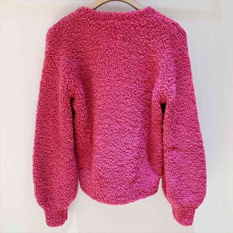 o -neck latter cacaul sweater women 210421