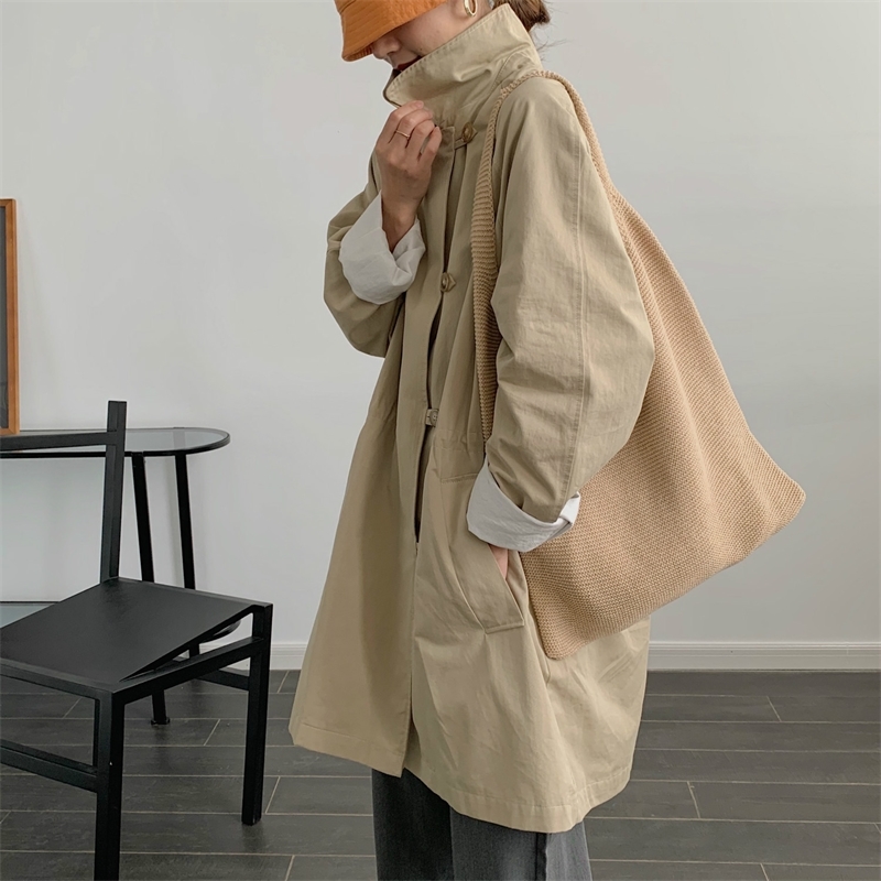 Xiaoxiang stares at dongdamen Korean windbreaker autumn new casual loose medium and long women's coat 8055, Khaki
Xiaoxiang stares at dongdamen Korean windbreaker autumn new casual loose medium and long women's coat 8055, Khaki