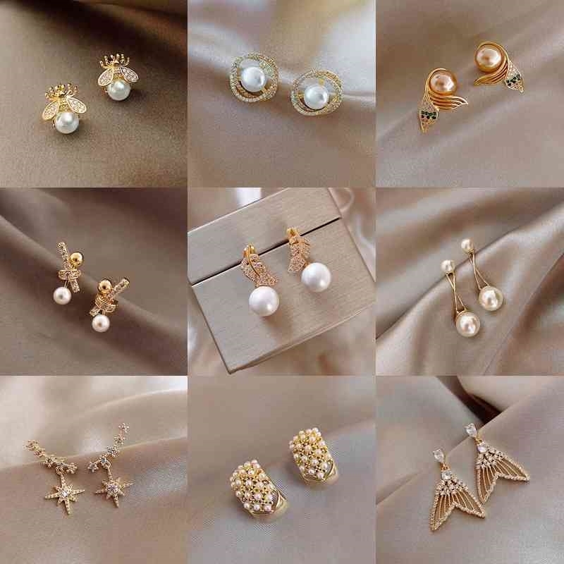 S925 Silver Needle Diamond Pearl Bear Ear Stud Women Fashion Jewelry Dangle Earrings Wedding Small Drop Accessories
S925 Silver Needle Diamond Pearl Bear Ear Stud Women Fashion Jewelry Dangle Earrings Wedding Small Drop Accessories