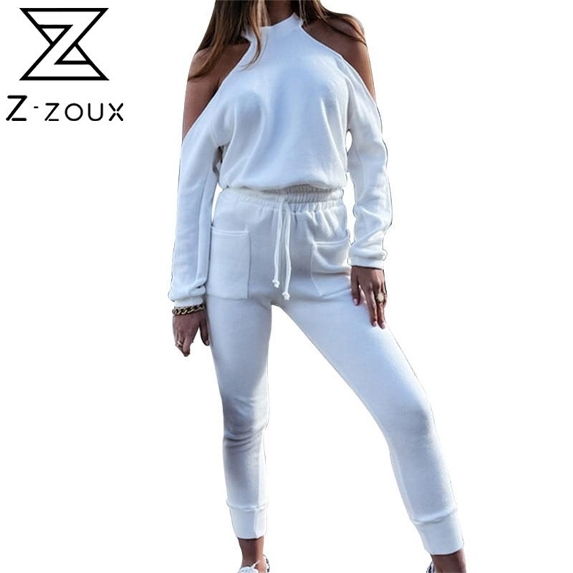 Women Sets Sext Pants Off Shoulder Tops With Drawstring Long Two Piece Top And Spring Summer 210513