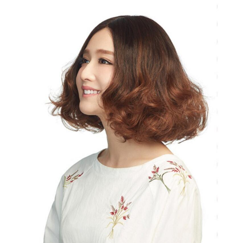 Beatiful BOB Brown Ombre Hair Short Synthetic Flufy Wave Wig Hairstyle Hightemperature for women's Party