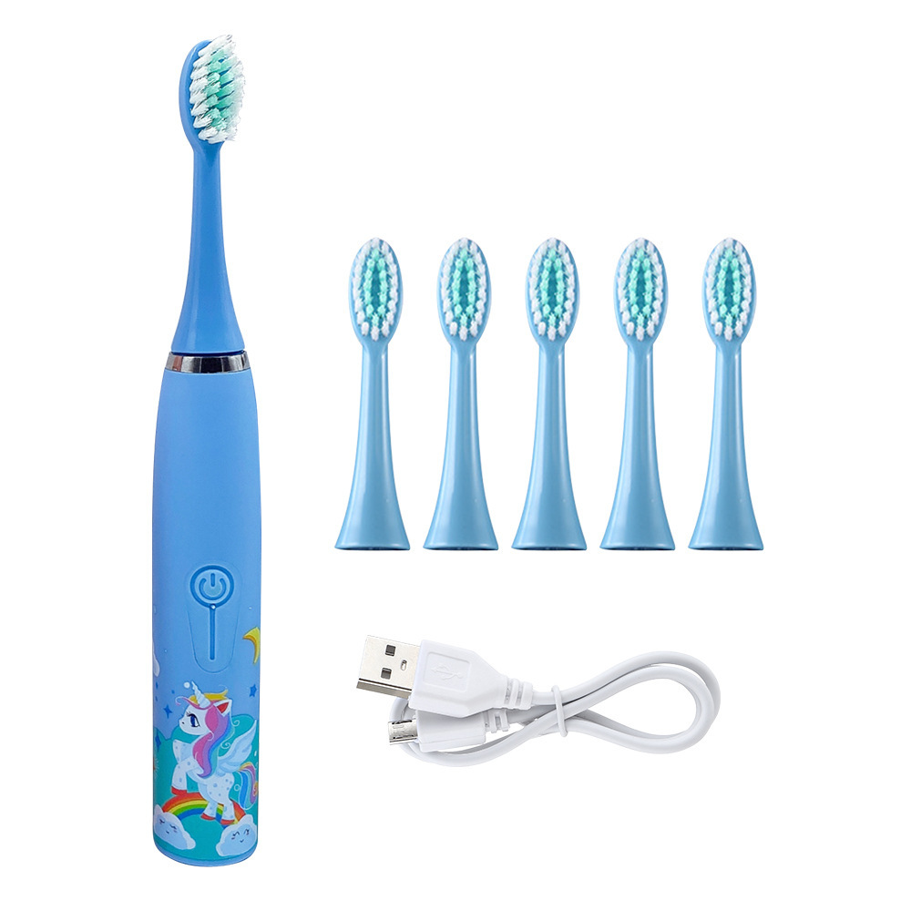 Electric Toothbrush for Children Kids Smart Tooth Brush Soft Silicon Cartoon 6 Heads Baby Child Toothbrush Teeth Cleaning