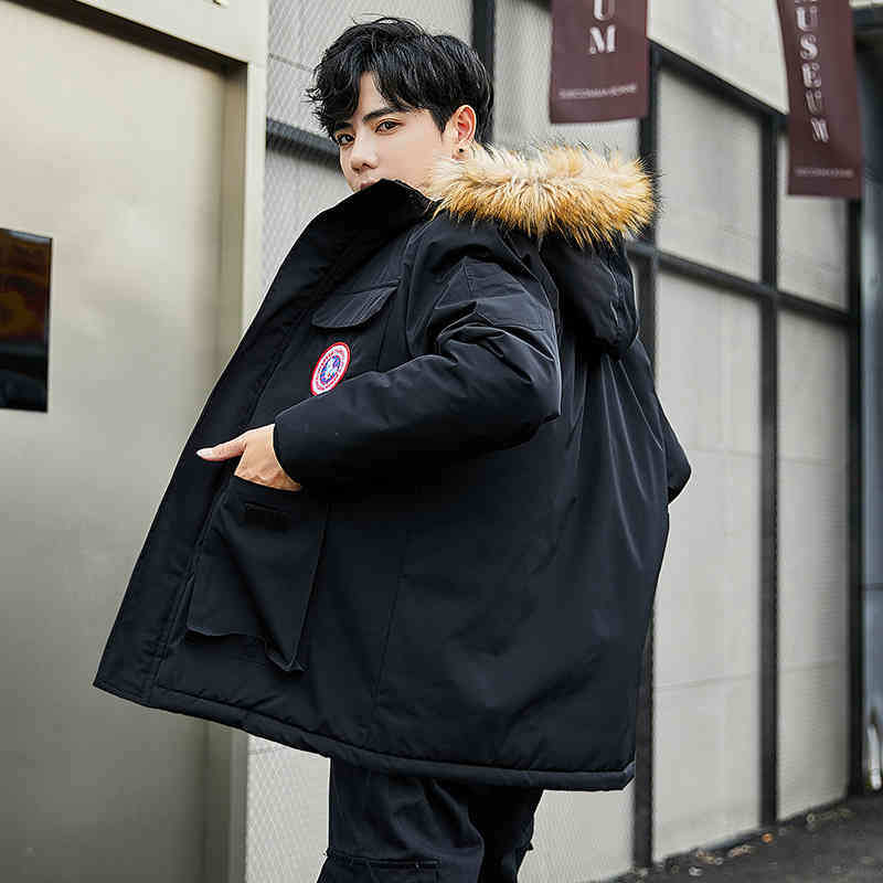 men's 2021 new goose work short thickened guochao cotton padded cloth lovers' coat pie, Black
men's 2021 new goose work short thickened guochao cotton padded cloth lovers' coat pie, Black