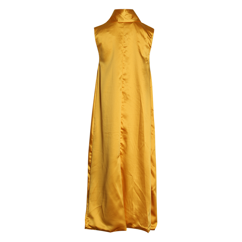 TWOTWINSTYLE Elegant Lace Up Dress For Women Turtleneck Sleeveless Black Maxi Dresses Female Fashion Clothing Summer 210517