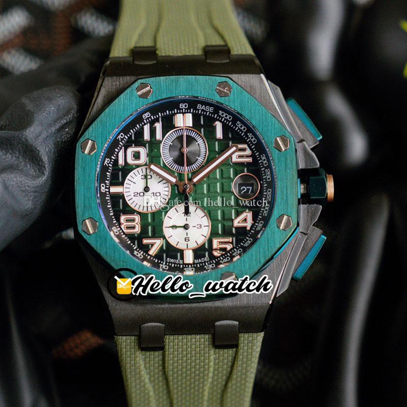 3A 44mm 26405 Watches Miyota Quartz Chronograph Mens Watch Two Tone Green Texture Dial PVD Black Steel Case Stopwatch Rubber Strap Sport Hel, Slivery;brown 
3A 44mm 26405 Watches Miyota Quartz Chronograph Mens Watch Two Tone Green Texture Dial PVD Black Steel Case Stopwatch Rubber Strap Sport Hel, Slivery;brown