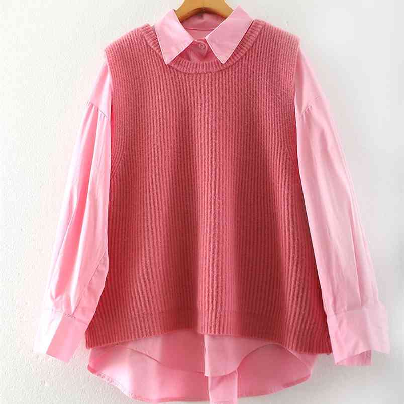 Vests Women Knitted Sweater Vest Casual Solid Pullover Gilet All Match Sleeveless Knit Waistcoat Korean Fashion Top 210519