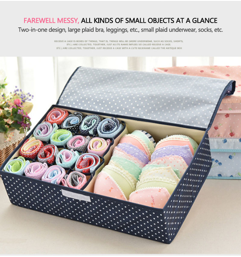 Waterproof Oxford Cloth Underwear Storage Box Home Storage Kit Drawer Closet Organizers Save Space Foldable 13 Grids