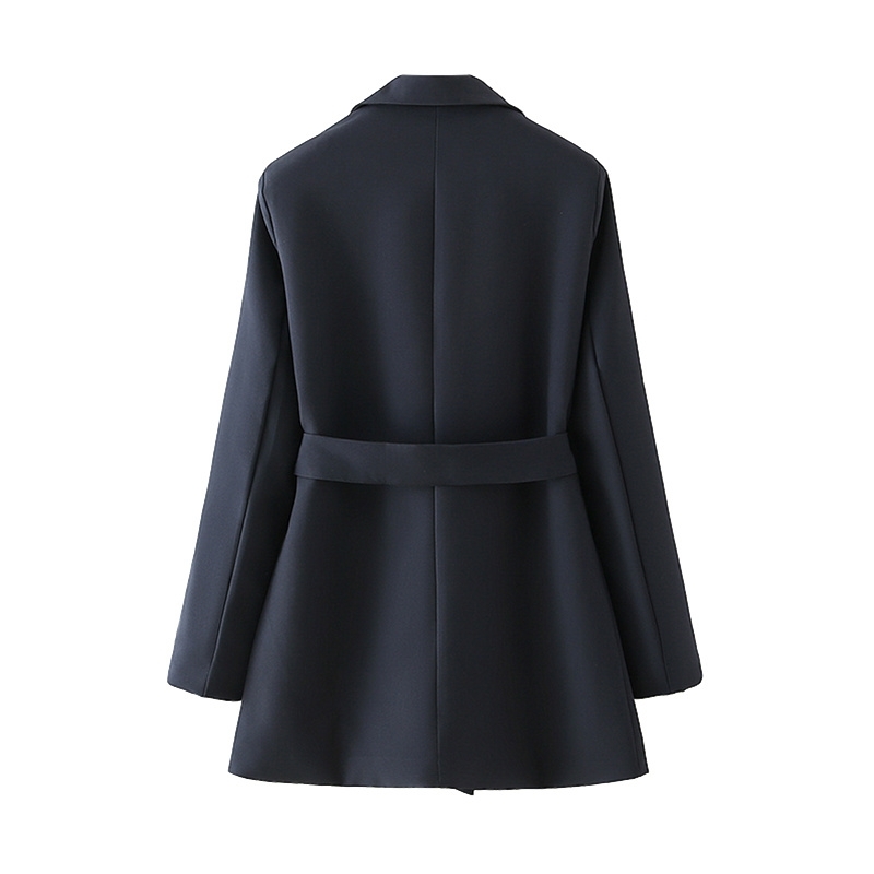 Causal Women Solid Notched Collar Blazers Fashion Ladies Sashes Slim Coats Elegant Female Chic Pocket Long Jackets 210430
