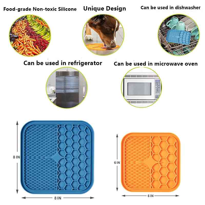 Pet Lick Pad Slower Feeder Pad Cats Dog Licky Mat Feeding Cats Dogs Licking Mat Pet Bathing Distraction Pads Silicone Dispenser