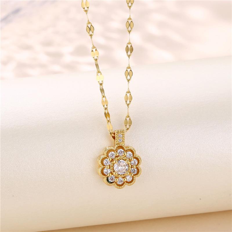 Pendant Necklaces No Fade Zircon Sunflower Stainless Steel Women Fashion Elegant Female Neck Jewelry Christmas Wholesale, Silver
Pendant Necklaces No Fade Zircon Sunflower Stainless Steel Women Fashion Elegant Female Neck Jewelry Christmas Wholesale, Silver