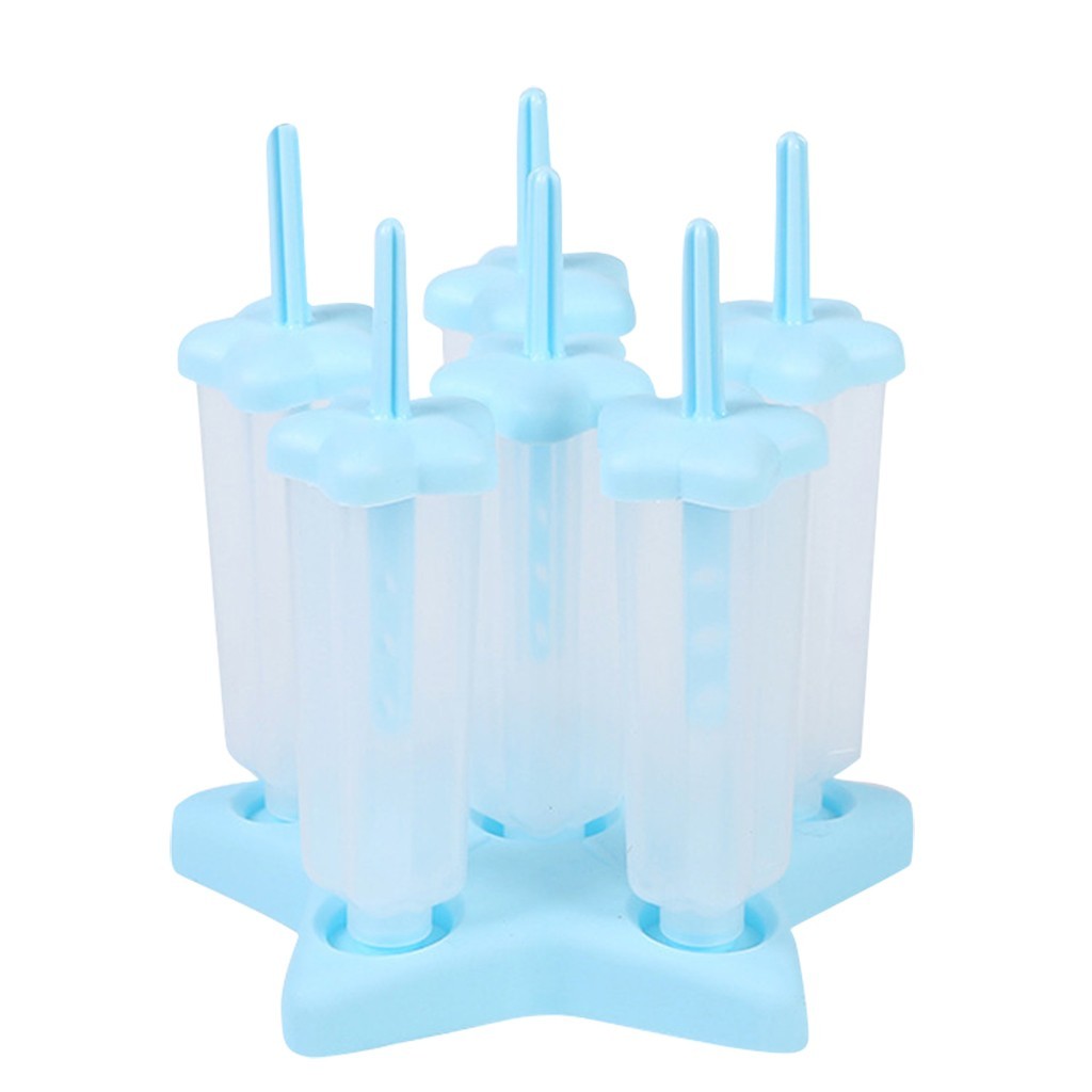 6pc/1 circular set with ice tray cap diy ice cream reusable frozen pop molds eco-friendly fueled juices puree yogurt