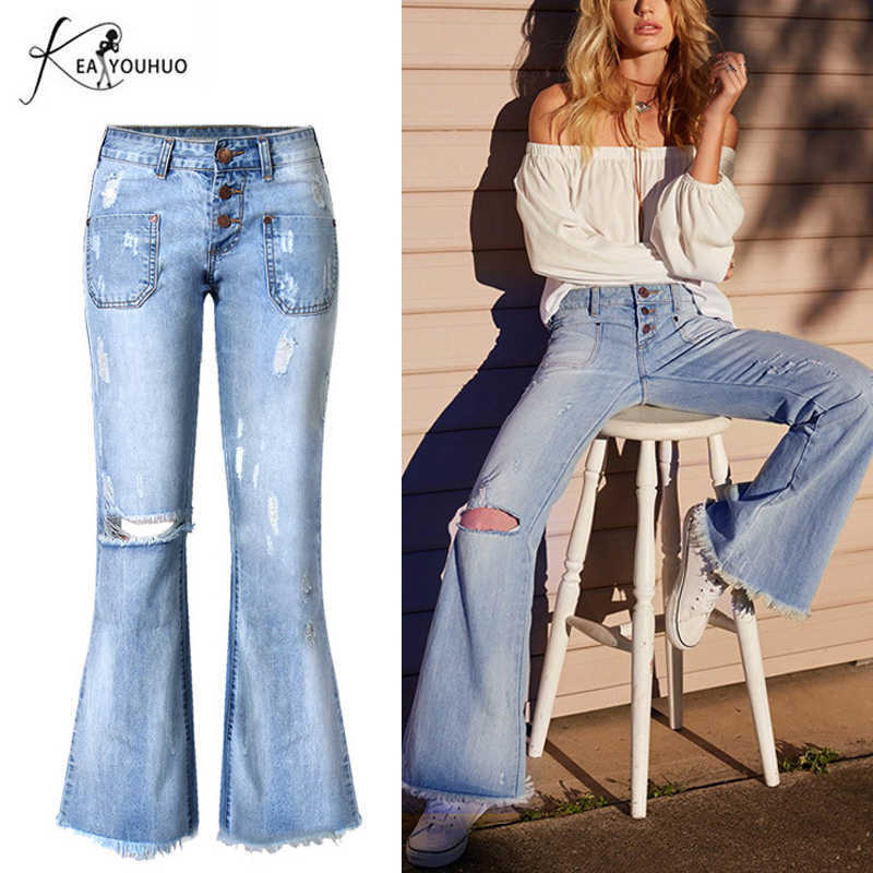 High Waist Irregular Denim Female Flare Jeans For Women Bell Bottom Fat Mom Wide Leg Skinny Woman Streetwear 210809