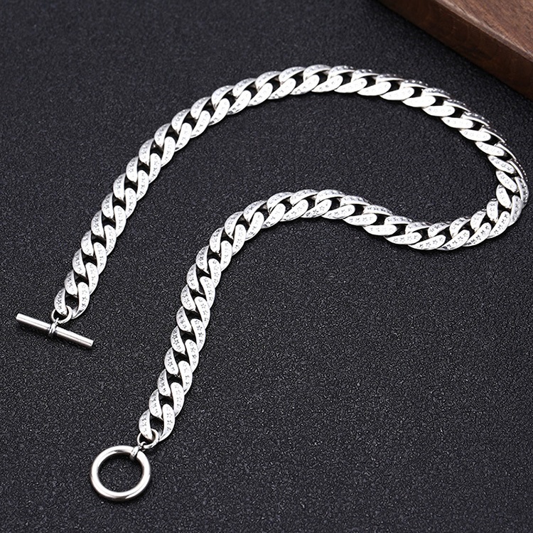925 sterling silver thick link chain men's necklaces with toggle American European Hip-hop handmade designer punk gothic antique luxury jewelry a