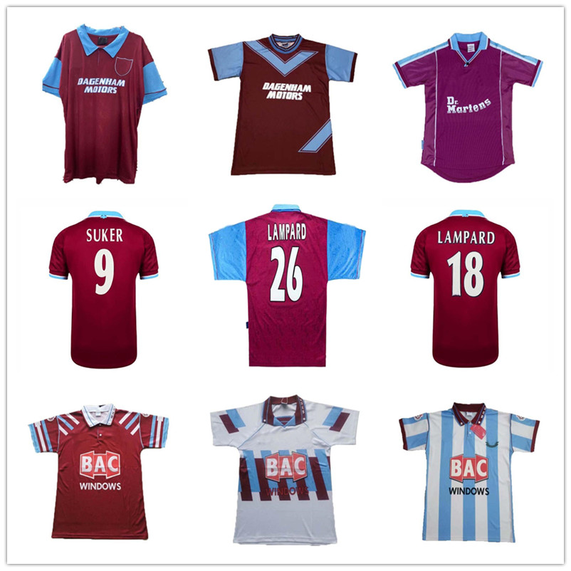 1991 1992 Centenary West Centenary Retro Soccer Jersey Cole di Canio Lampard Dicks 80 82 91 92 93 95 97 99 00 Camiseta Home Ham Shirt de football