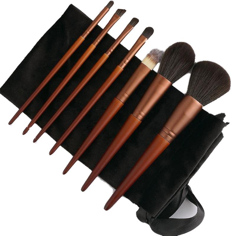 Makeup Brushes 7Pcs European Vintage Wood Handle Brush High Quality Loose Powder Blush Foundation Super Soft Theatre
