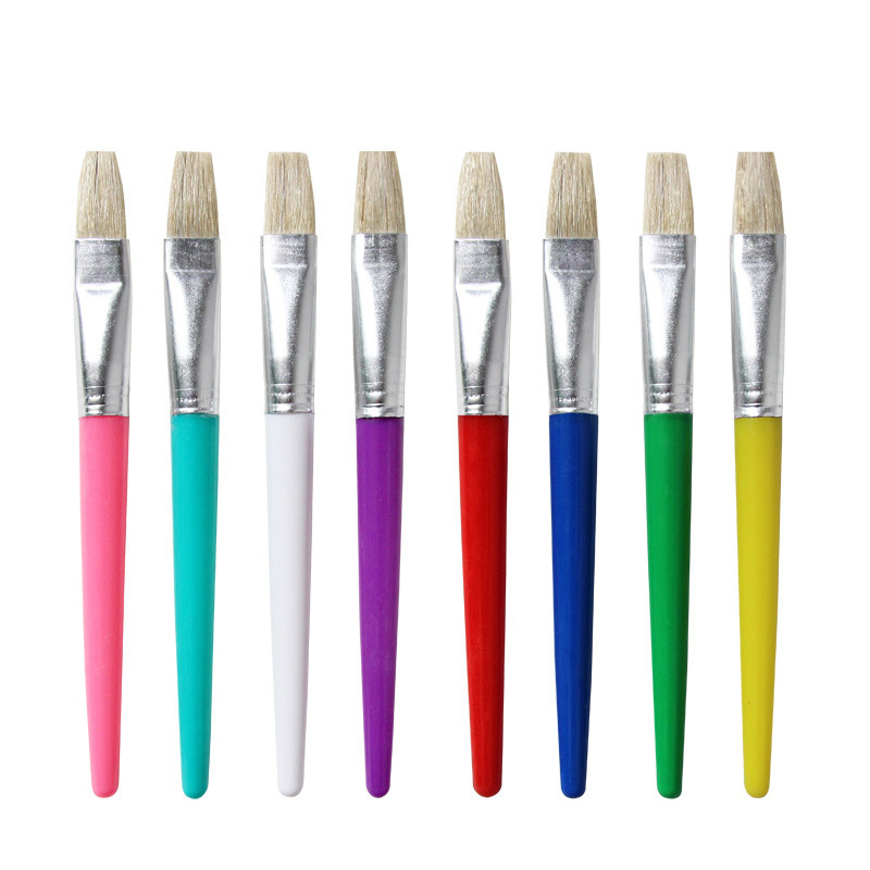 Paint Brush For Children Oil Watercolor Painting Candy Color 4Pcs Gouache Drawing Art Supply Plastic Handel Bristel Brushes