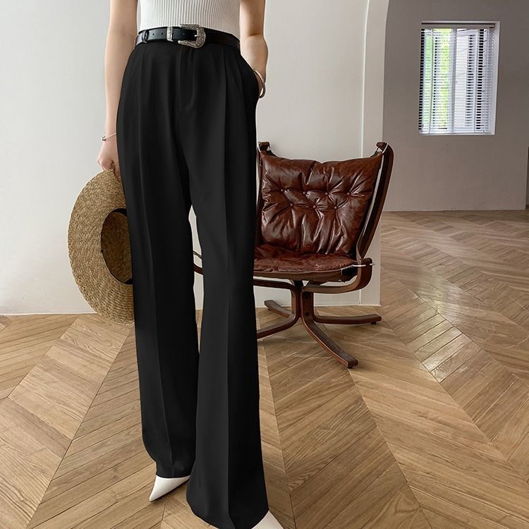 Philosoohy Wonder Casual Solid Pants For Women High Waist Zipper Pocket Big Large Size Long Wide Leg 210510