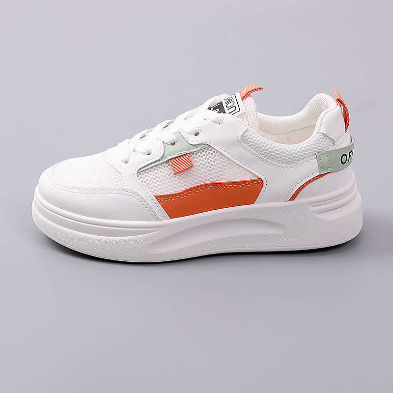 Women Leisure Sneakers Ladies Tennis Shoes Female Inner Heightening Lace-up Flat Sports Shoes Woman Breathable Mesh Sneakers Y0907