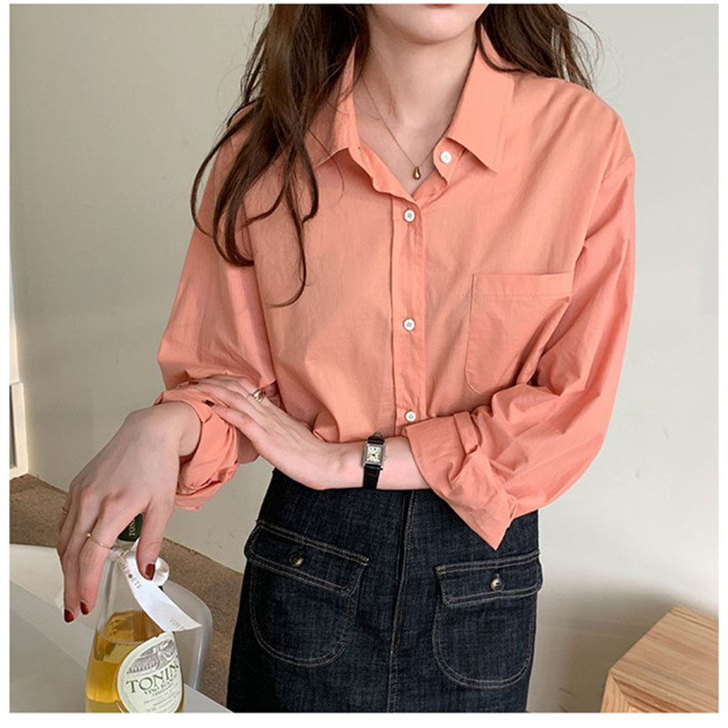 7Colors spring autumn women's blouse Korean style Basic Plaid shirt women outwear Long sleeve tops(X1812 210423