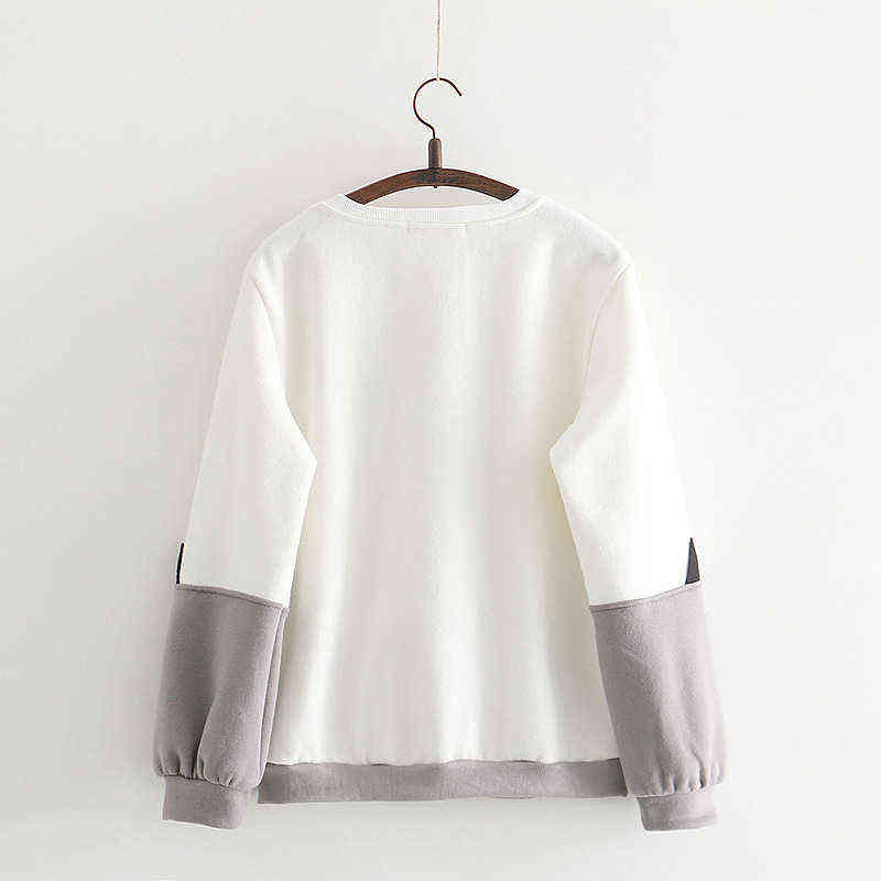 Yolanda Paz Autumn Winter Japanese Sweet Style Women hoodies sweatshirt fashion casual o-neck long sleeve white gray pullover 211109