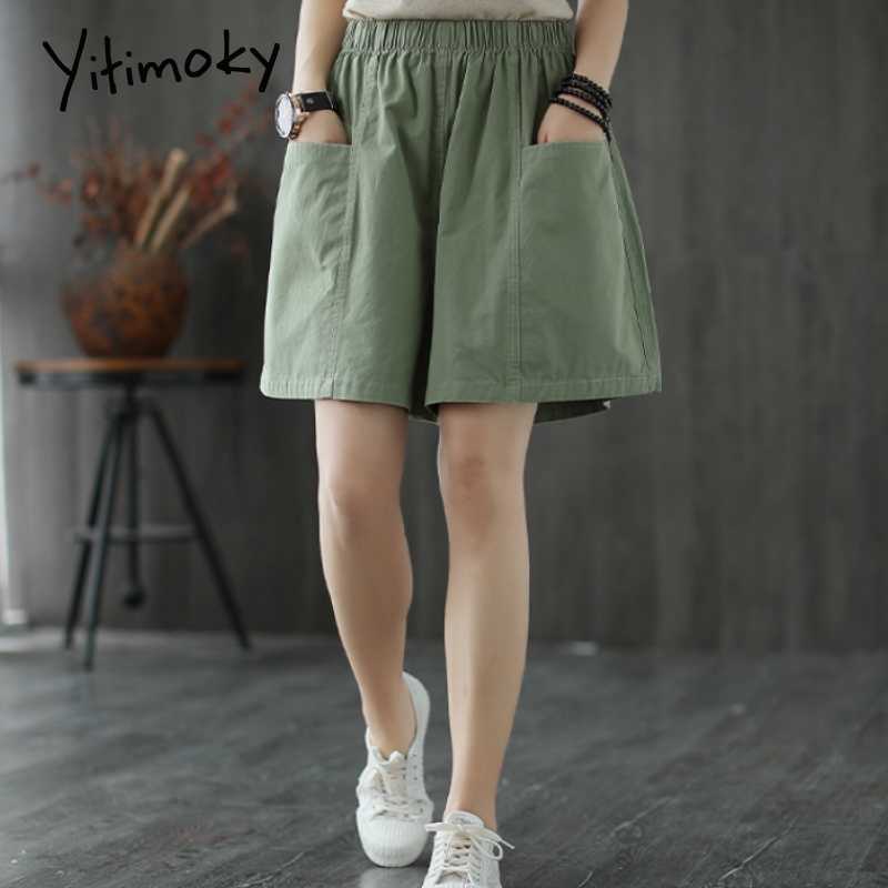 Yitimoky High Waisted Shorts Womens Summer Booty Sweat Clothing Black Plus Size Sweatshorts Fashion Elastic Waist Green Red 210714