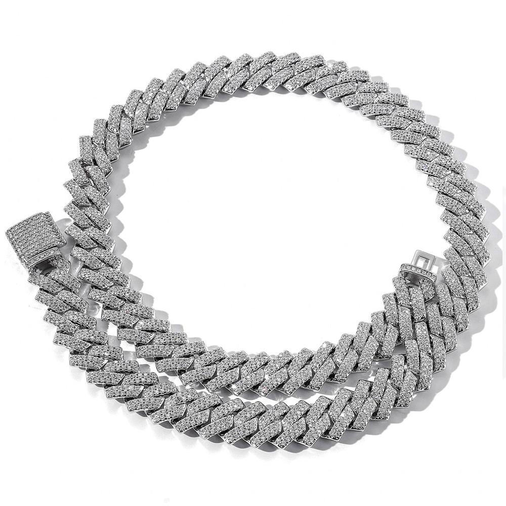 Iced Out Chains For Men Miami Cuban Link Necklace Diamond Micro Paved CZ Gold Silver Chain Fashion Hip Hop Jewelry