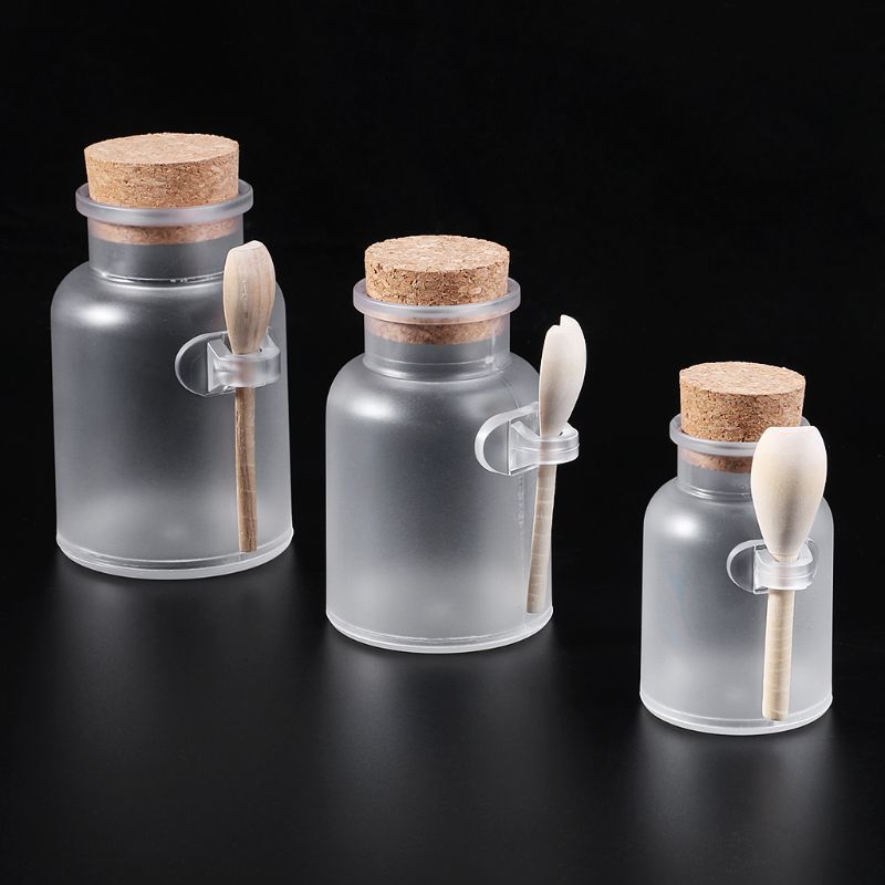 100 Ml/200 Ml/300 Ml Scrub Bath salt Abs Fles Met Wooden lid Glue Cock Storage Stopper bottle Frosted Seal Pot Home Bathroom