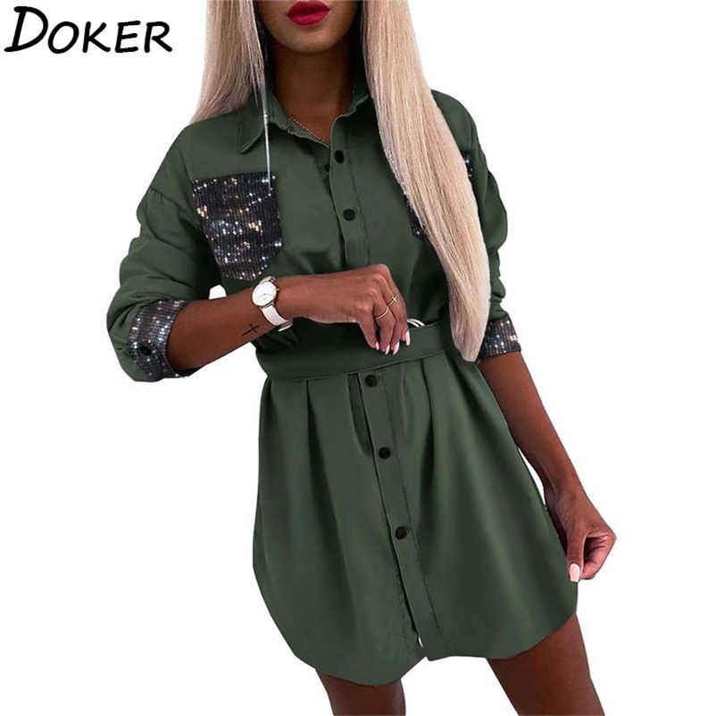 Shirt Dres Printed Fashion Sequins Long Sleeve Turn-down Collar Office Lady es Plus Size Casual Mini Vestidos 210604, Yellow
Shirt Dres Printed Fashion Sequins Long Sleeve Turn-down Collar Office Lady es Plus Size Casual Mini Vestidos 210604, Yellow
